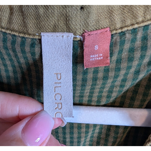 Anthropologie Pilcro Moss Green Flounced Ruffle Coastal Boho Tunic Mini Dress SM - Picture 6 of 9